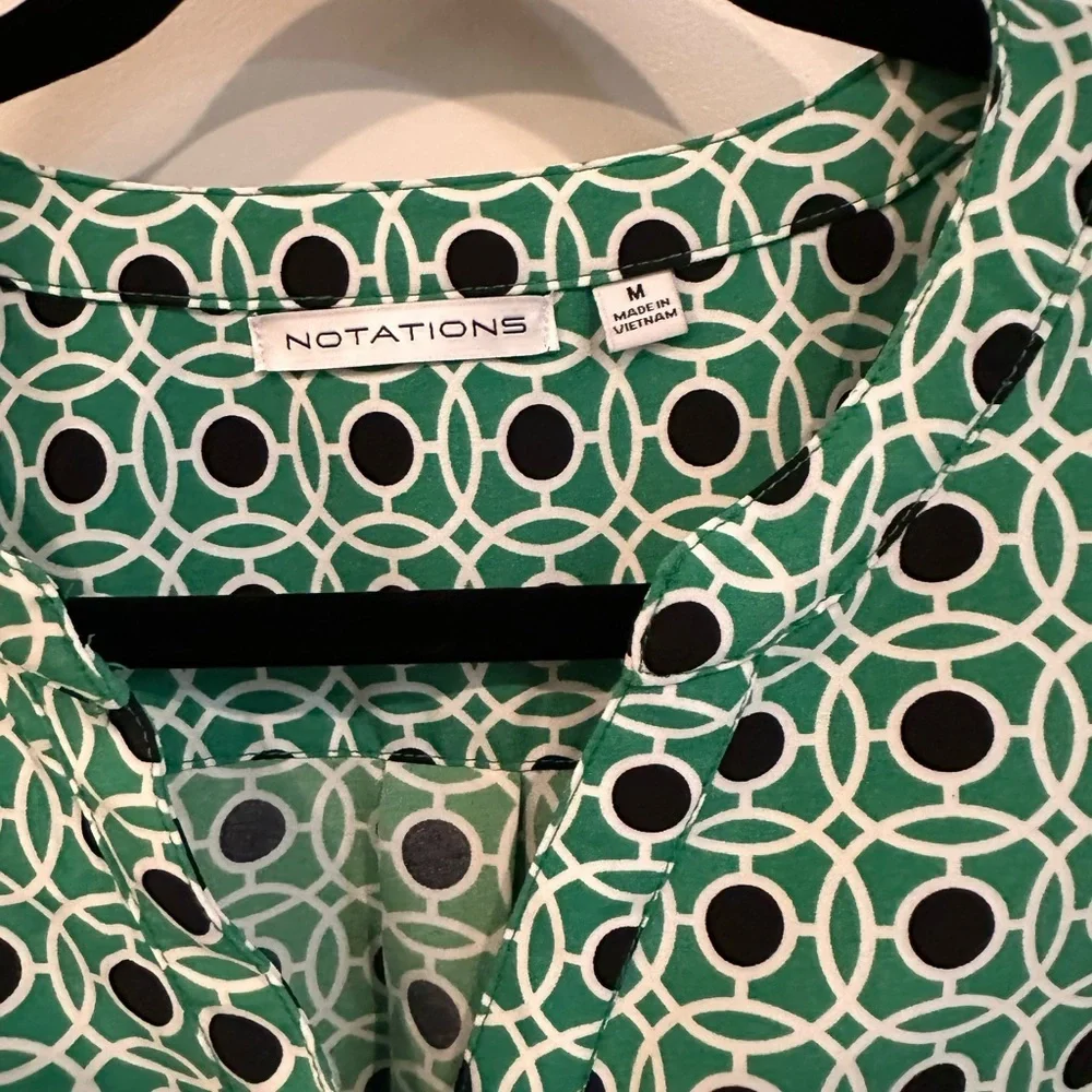 Notations Green and Black Geometric Blouse - Picture 2 of 4